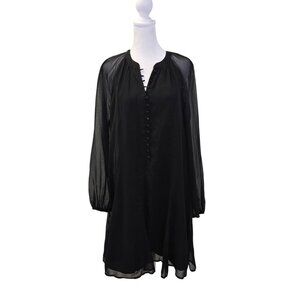 NWT Joie Balloon Sleeve Sheer Sleeve Dress in Caviar Size Medium